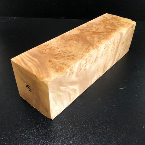 3"x3"x11" KD Maple Burl Wood Spindle Turning Blank (#0014)