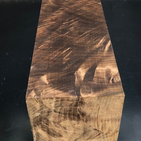 4"x4"x12" KD Figured Walnut Wood Spindle Turning Blank (#00498)