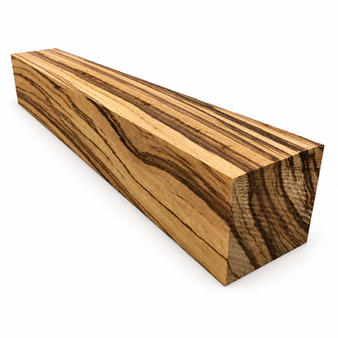 1.5"x1.5"x12" KD Zebrawood Wood Spindle Turning Blank