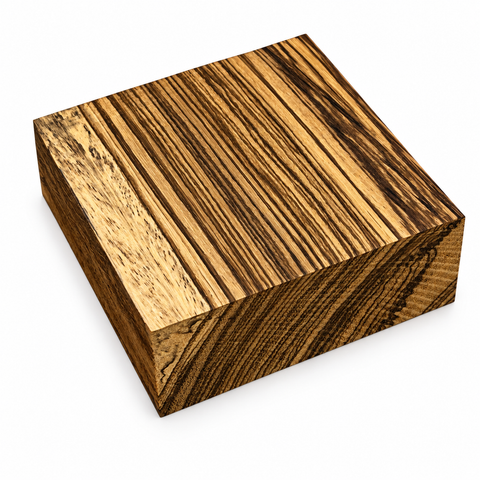 5"x5"x2" KD Zebrawood Square Wood Bowl Turning Blank